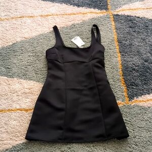 H&M Black satin A line dress mini Small NWT